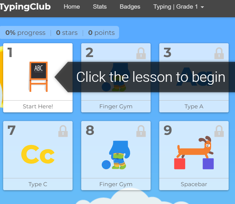 Typing Club - Tutorial - Lesson 1 - Introduction 